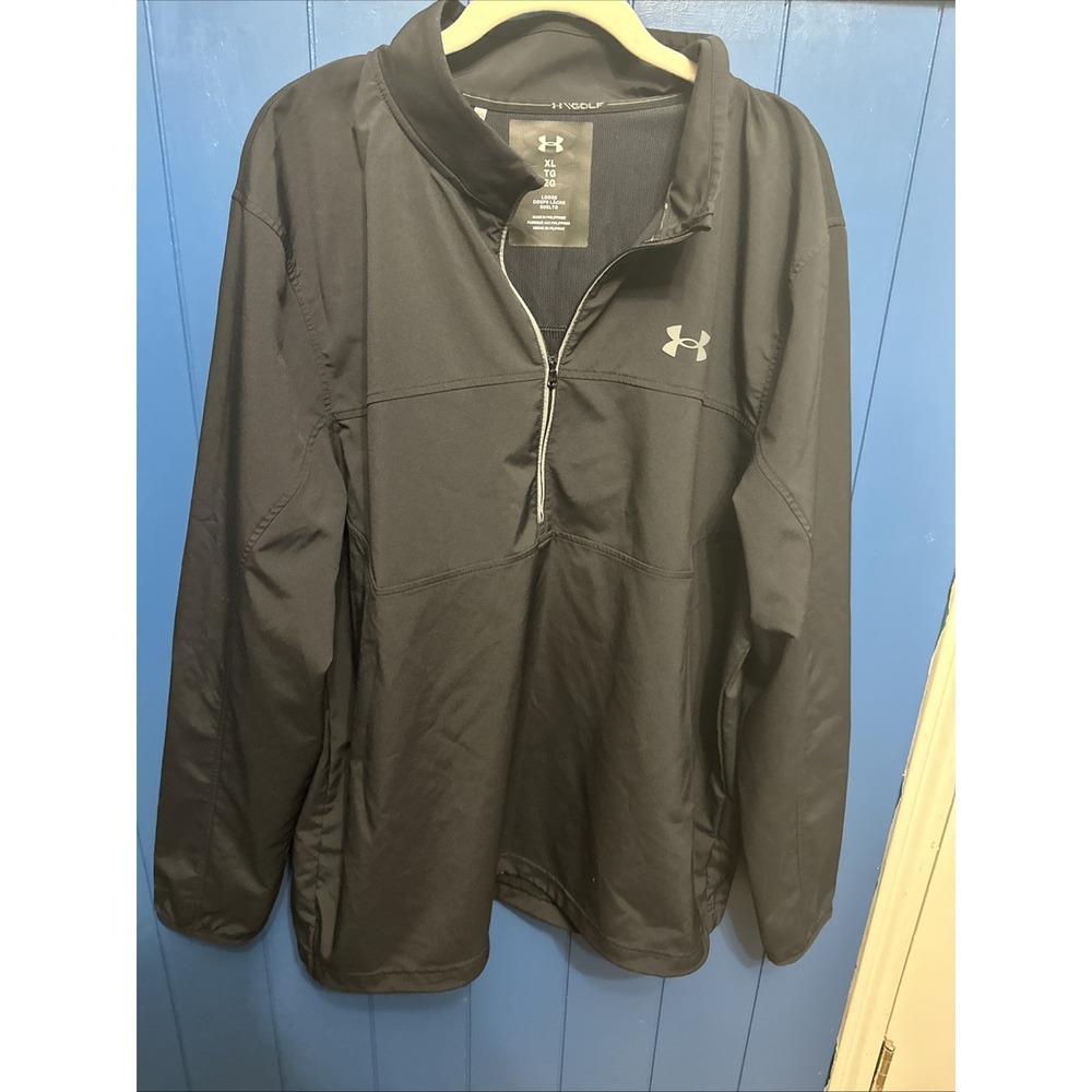 Under Armour Golf Pullover Mens XL Black Quarter Zip Long Sleeve Top Golf‎